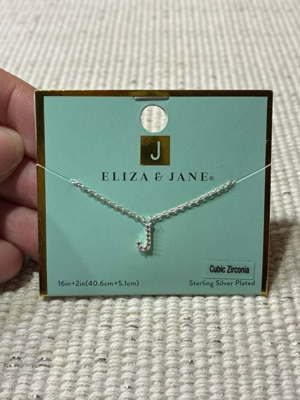 Eliza & Jane Sterling Silver Plated Cubic Zirconia Initial J Pendant Necklace 16